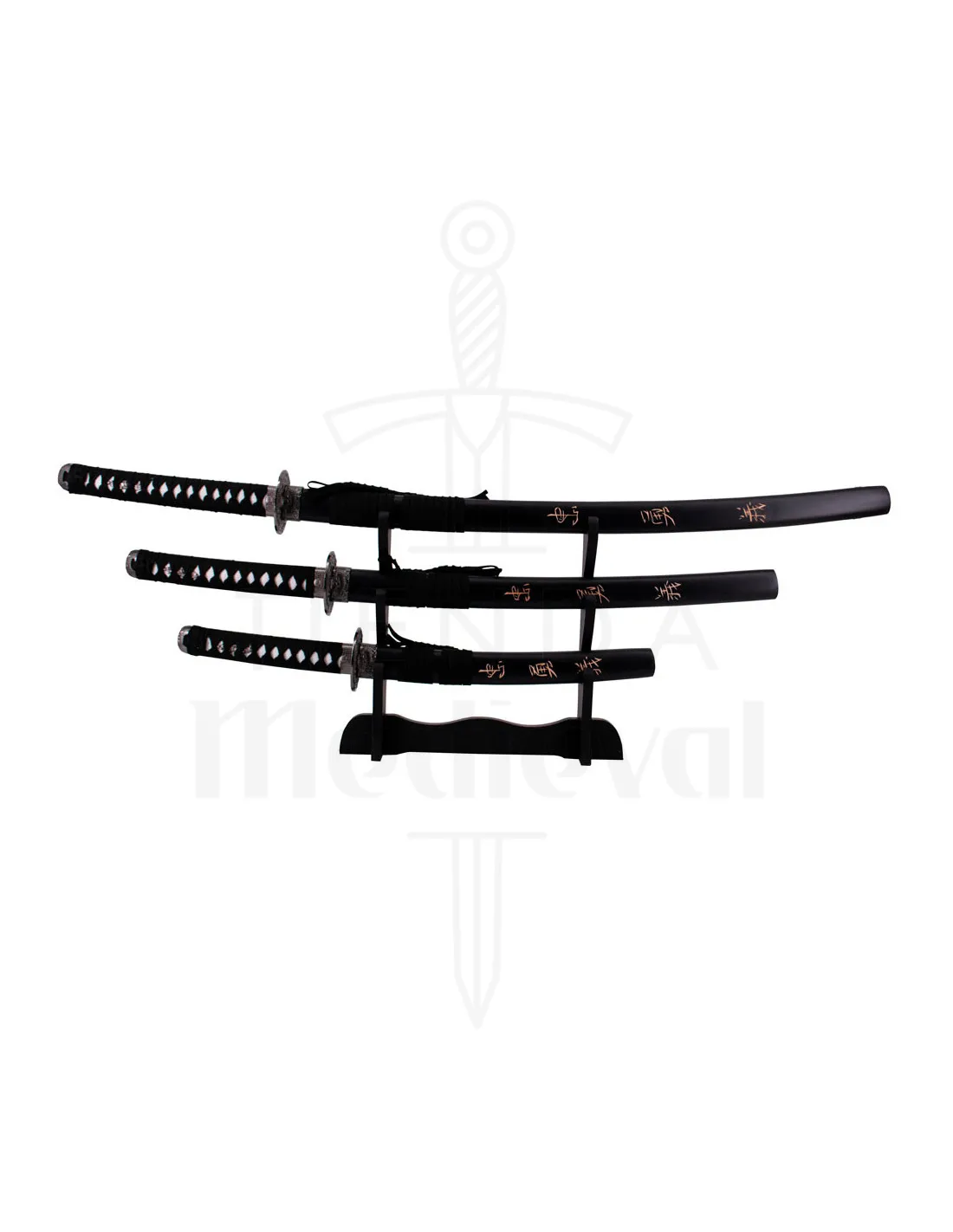 Set de 3 katanas Último Samurai, con stand
