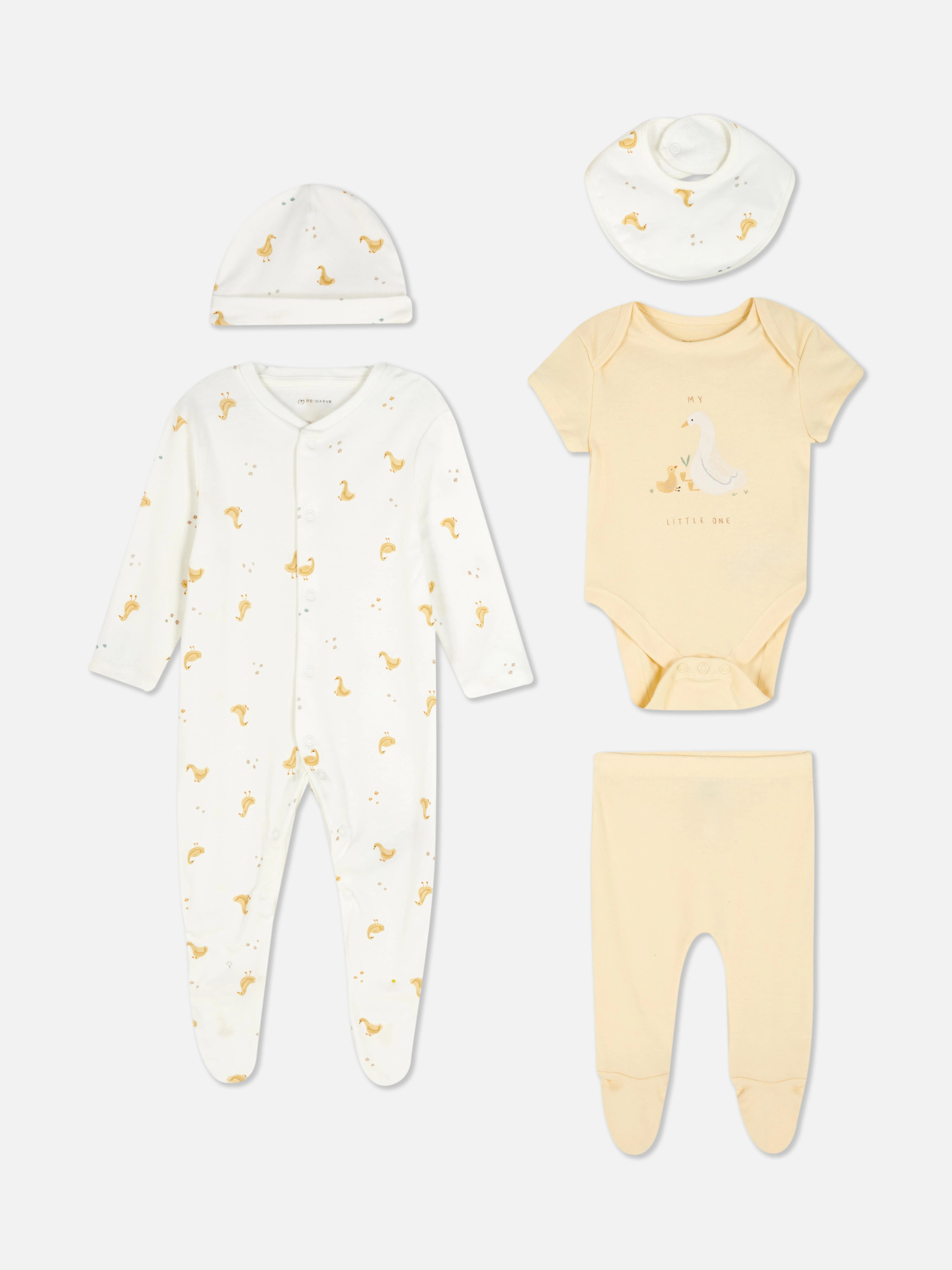 Set de 5 piezas para recién nacidos con patitos