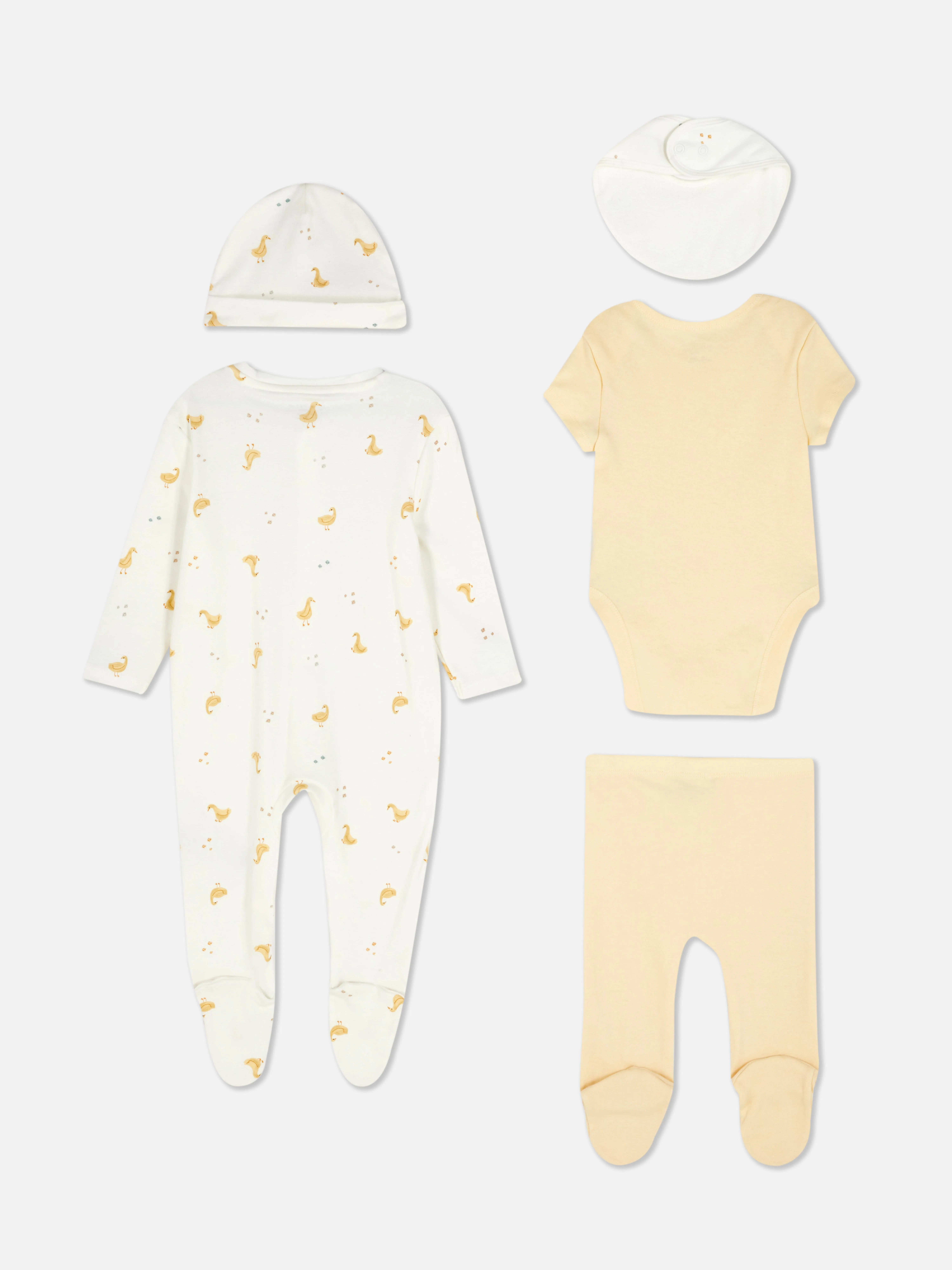 Set de 5 piezas para recién nacidos con patitos
