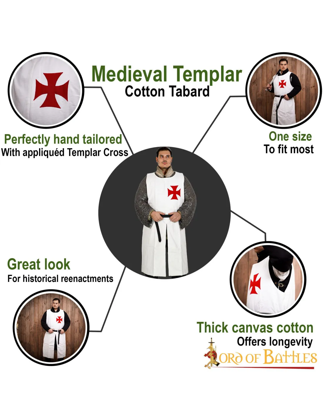 Tabardo de los Caballeros Templarios con cruz Paté
