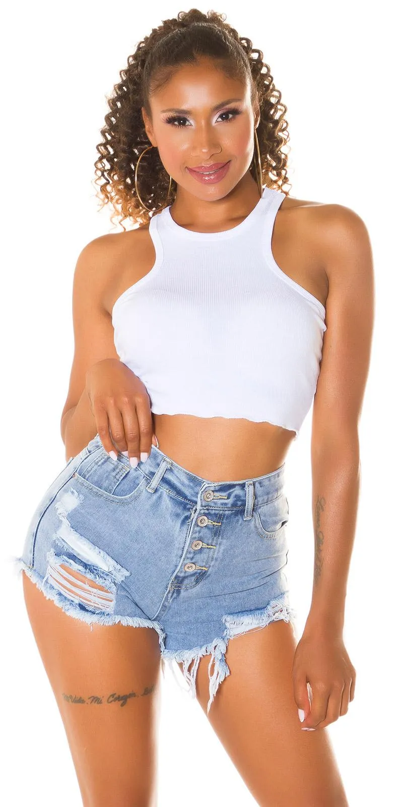 Top crop moda mujer Blanco