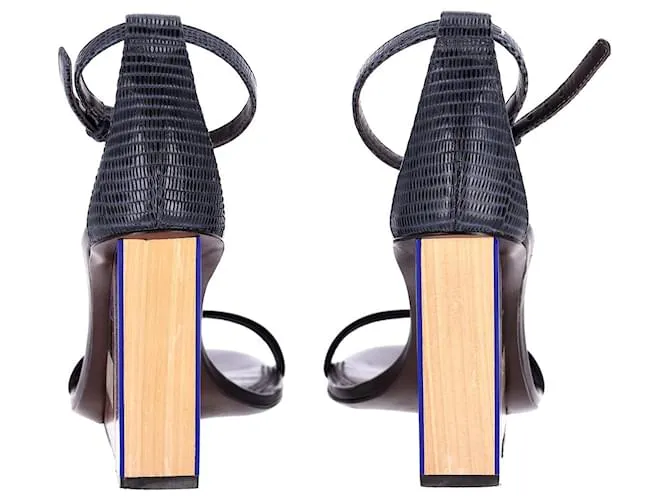 Tory Burch Colorblock Sandalias de cuña de madera en cuero multicolor Impresión de pitón 