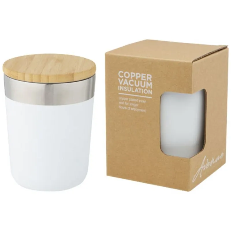 Vaso de 300 ml de acero inoxidable con aislamiento al vacío de cobre y tapa de bambú 'Lagan'