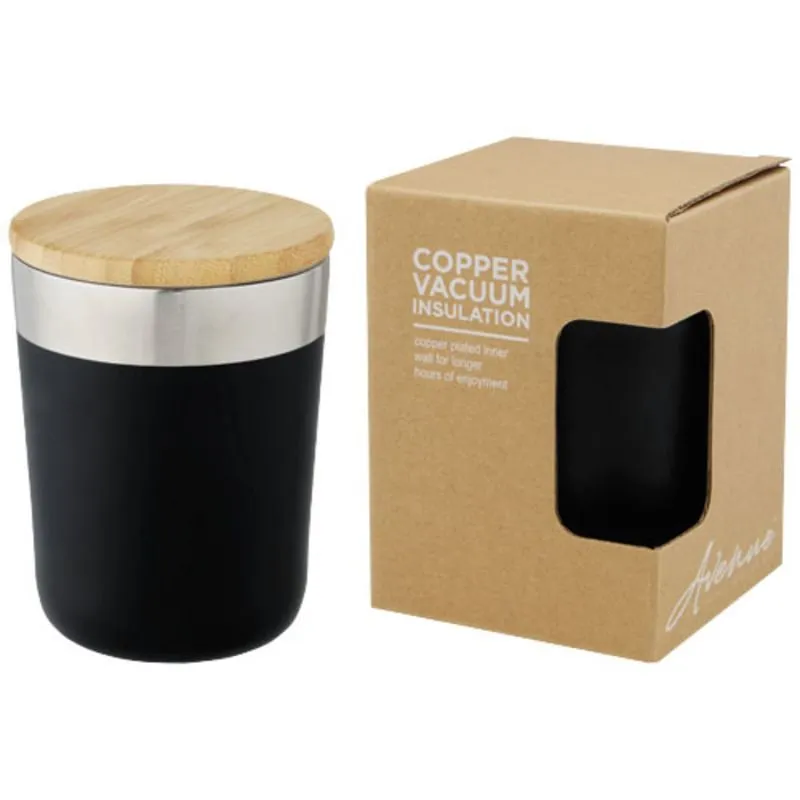 Vaso de 300 ml de acero inoxidable con aislamiento al vacío de cobre y tapa de bambú 'Lagan'