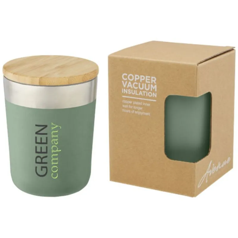 Vaso de 300 ml de acero inoxidable con aislamiento al vacío de cobre y tapa de bambú 'Lagan'