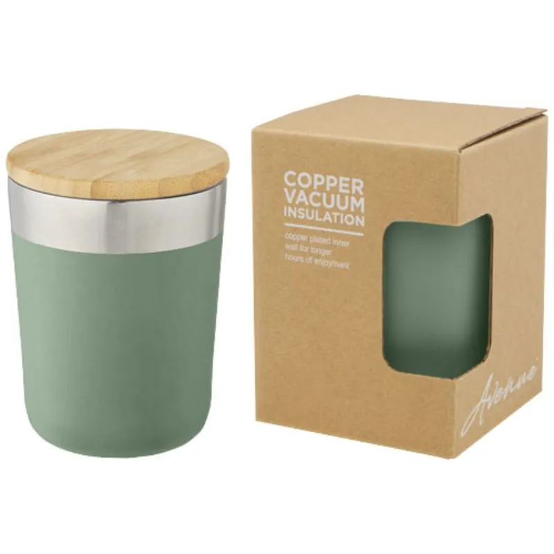 Vaso de 300 ml de acero inoxidable con aislamiento al vacío de cobre y tapa de bambú 'Lagan'