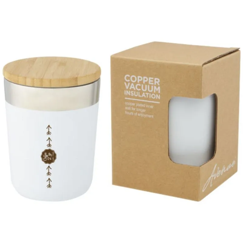 Vaso de 300 ml de acero inoxidable con aislamiento al vacío de cobre y tapa de bambú 'Lagan'