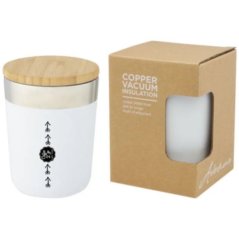 Vaso de 300 ml de acero inoxidable con aislamiento al vacío de cobre y tapa de bambú 'Lagan'