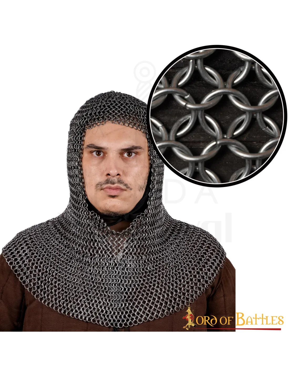 Verdugo medieval cota de malla acero dulce, negro