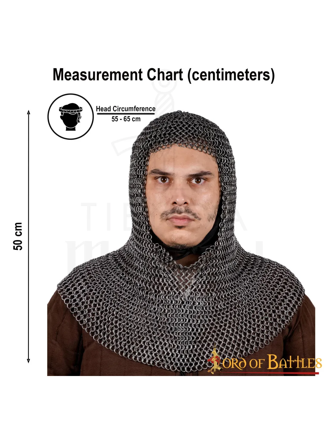 Verdugo medieval cota de malla acero dulce, negro