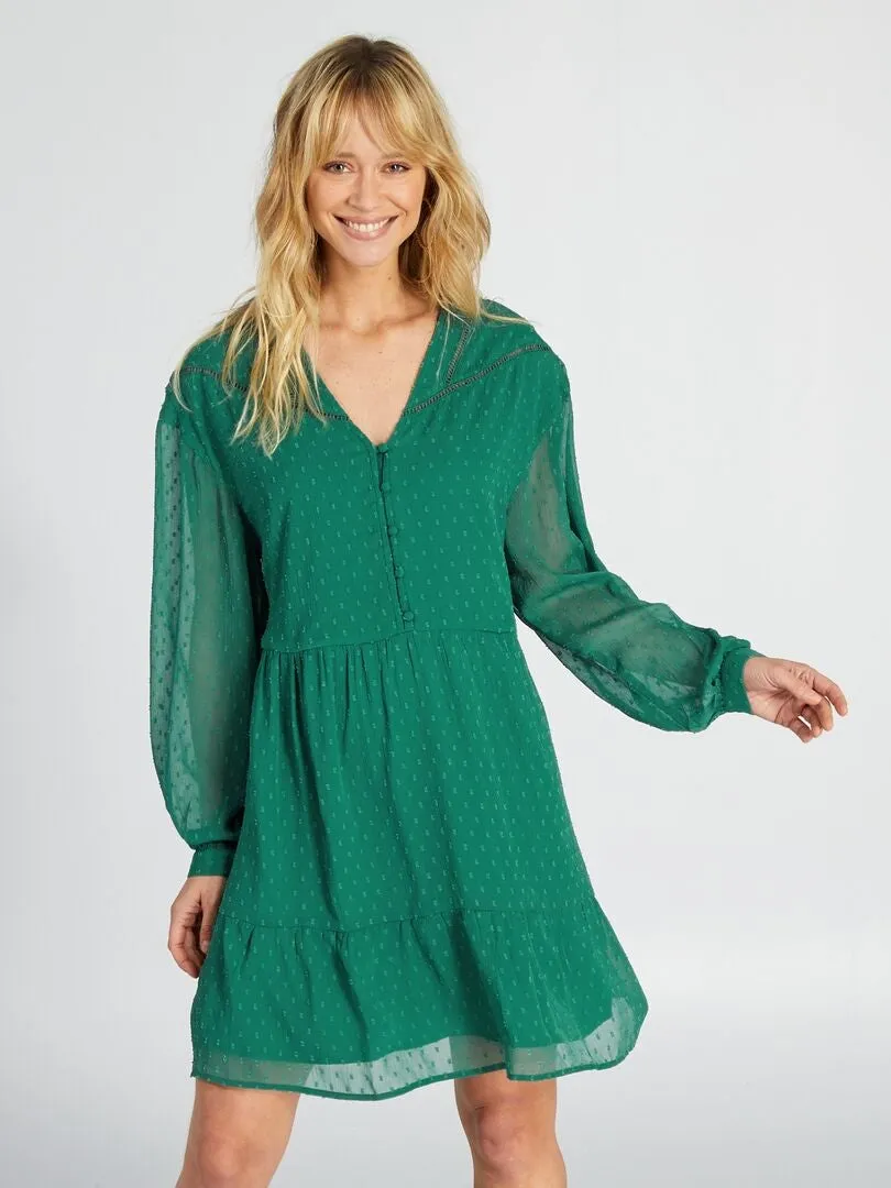 VESTIDO DE GASA DE 'PLUMETI'  VERDE