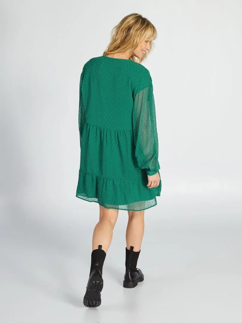 VESTIDO DE GASA DE 'PLUMETI'  VERDE