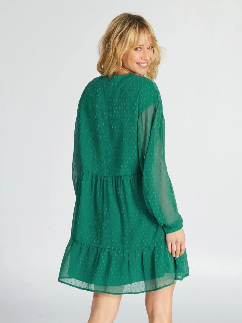 VESTIDO DE GASA DE 'PLUMETI'  VERDE