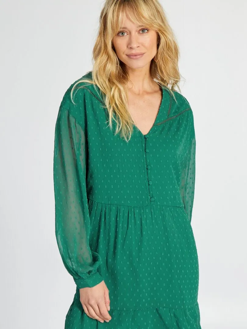 VESTIDO DE GASA DE 'PLUMETI'  VERDE