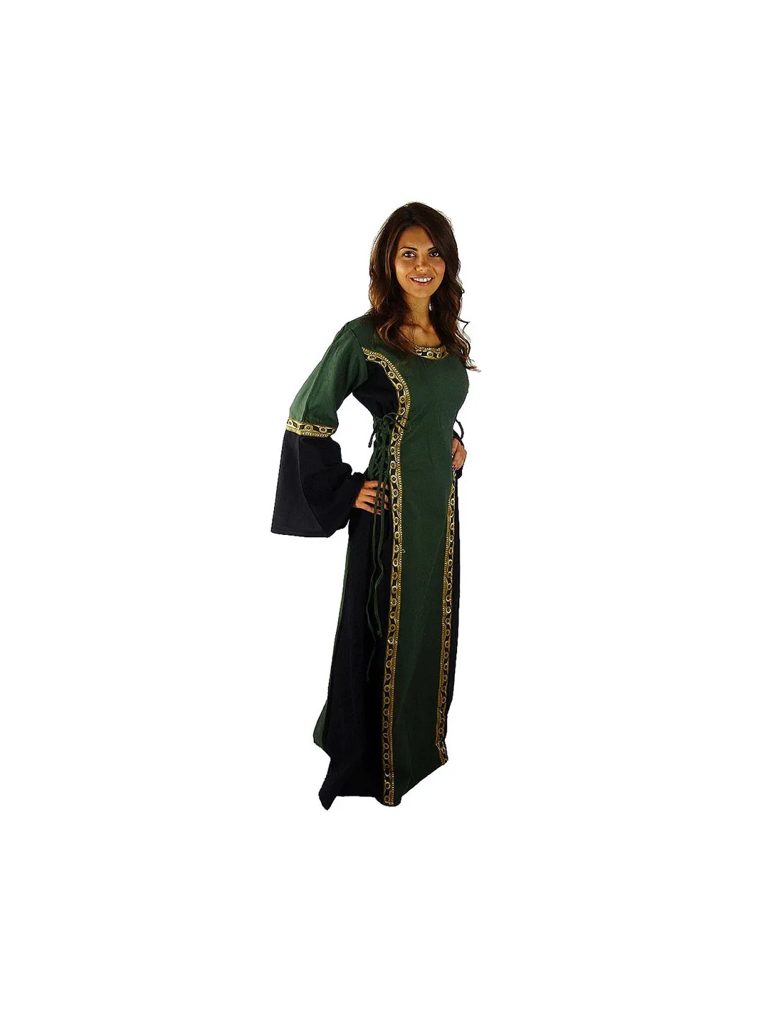 VESTIDO MEDIEVAL MUJER MODELO SOPHIE, VERDENEGRO