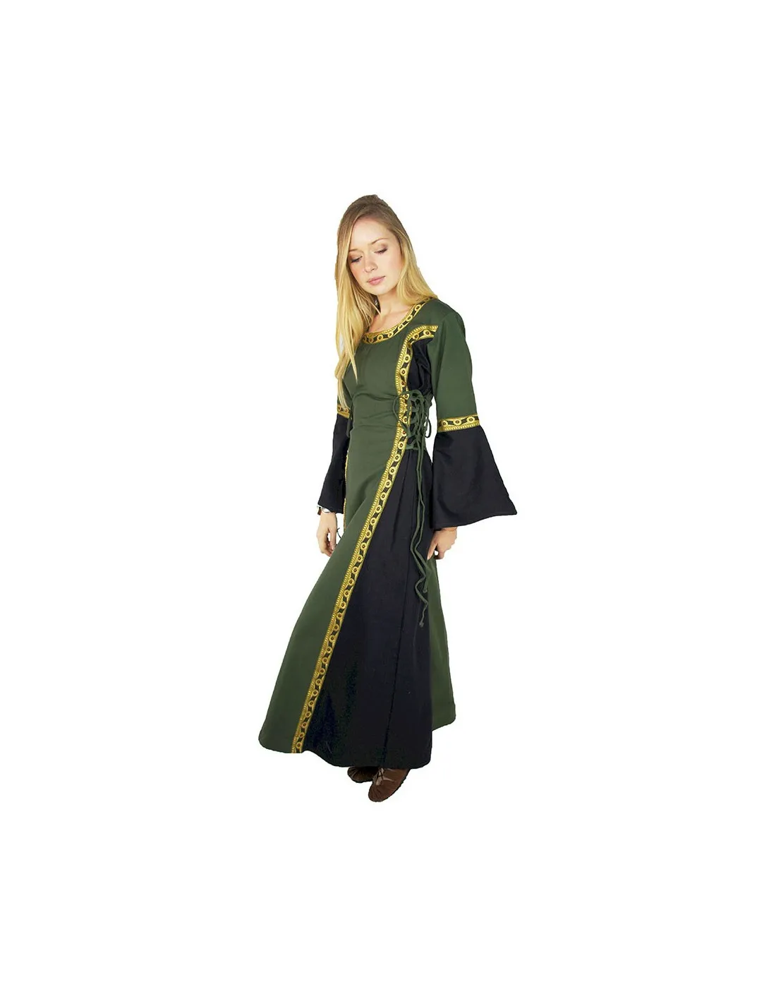 VESTIDO MEDIEVAL MUJER MODELO SOPHIE, VERDENEGRO