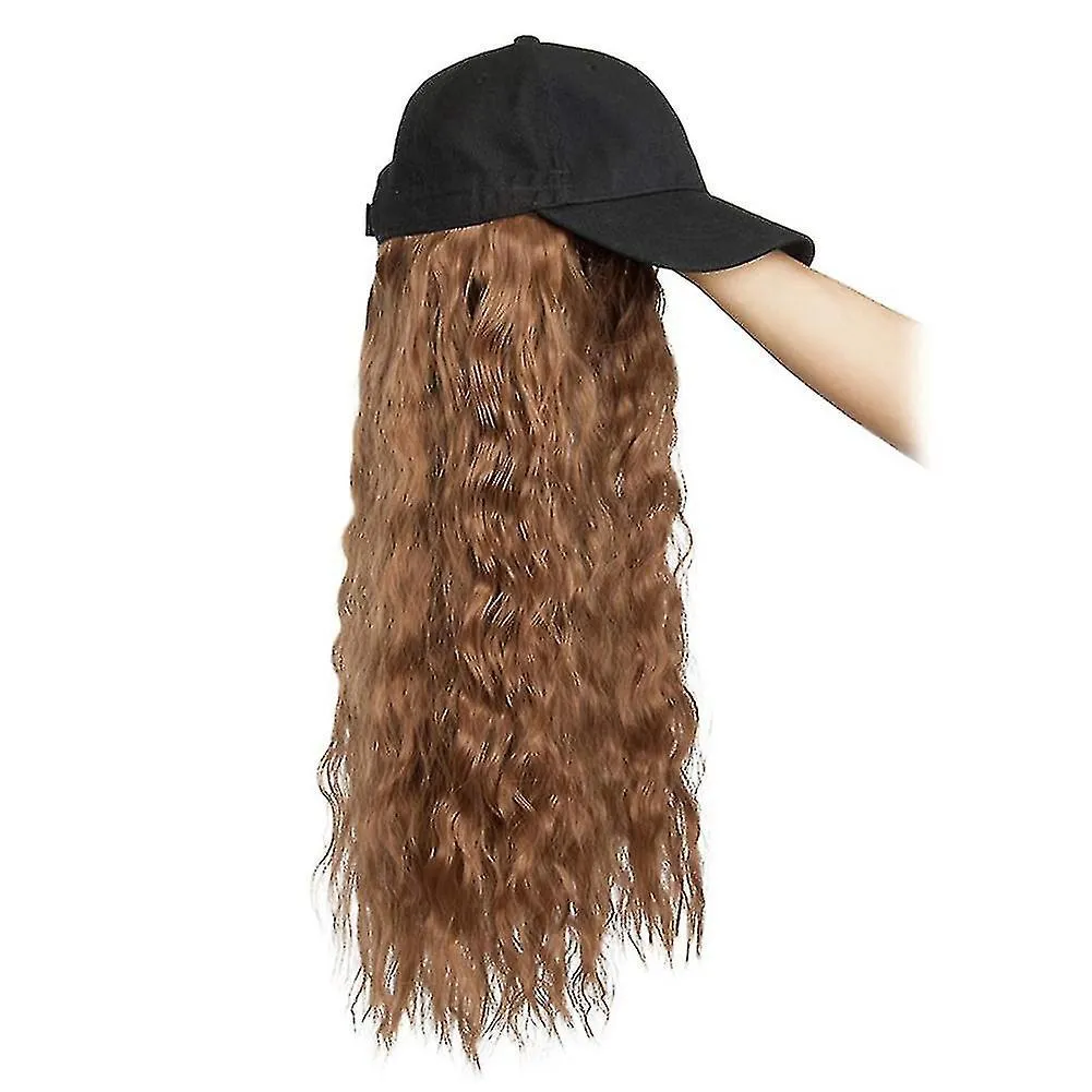 Women Hair Extension Adjustable Baseball Cap With Curly Long Wavy Wave Hairpiece