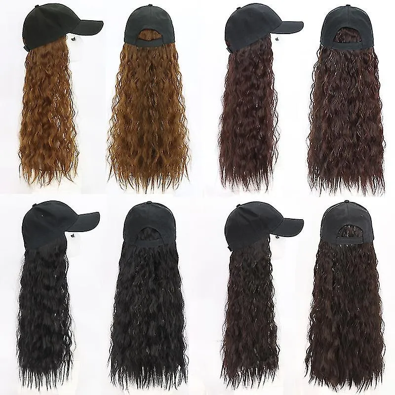 Women Hair Extension Adjustable Baseball Cap With Curly Long Wavy Wave Hairpiece