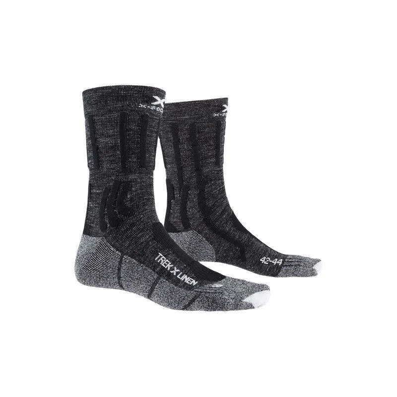 XSOCKS TREK X LINEN SOCKS (GRIS DOLOMITA MELANGE / NEGRO óPALO)