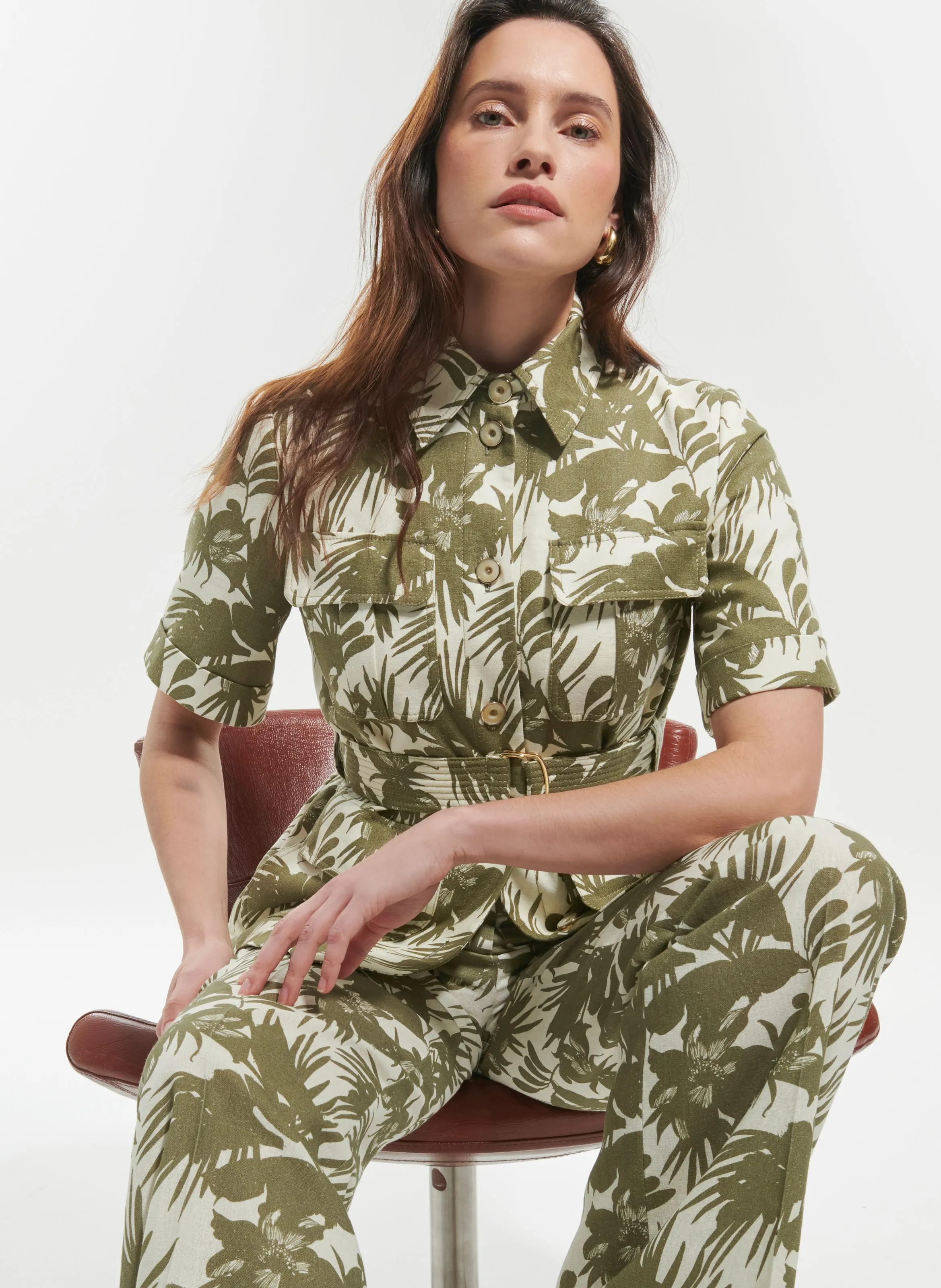 ZAPA PAMPELONNE  PANTALóN RECTO ESTAMPADO DE MEZCLA DE LINO EN MULTICOLOR