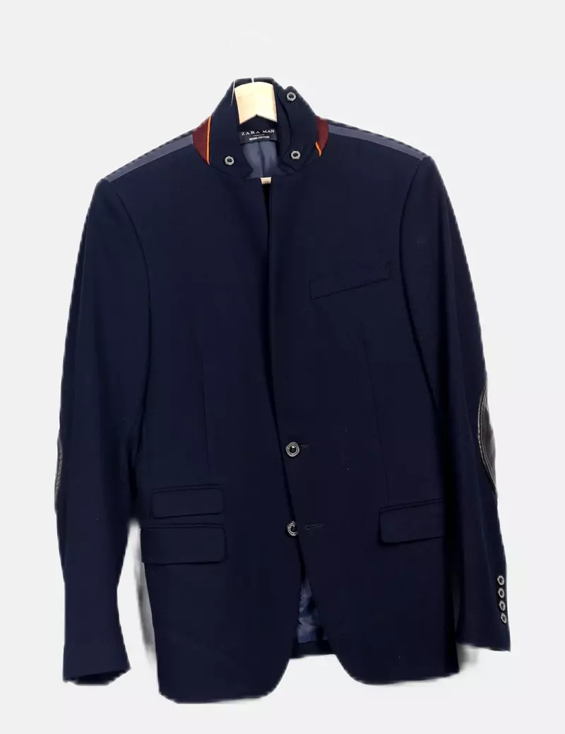 Zara Chaqueta texturizada azul marina