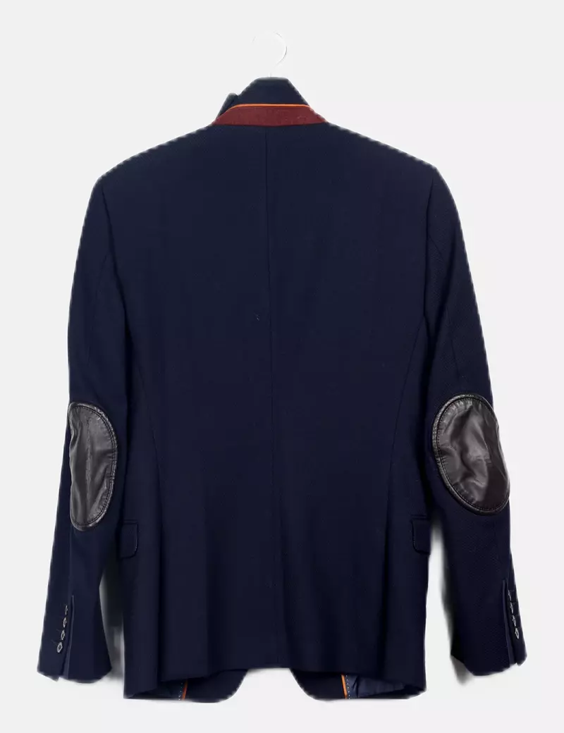 Zara Chaqueta texturizada azul marina